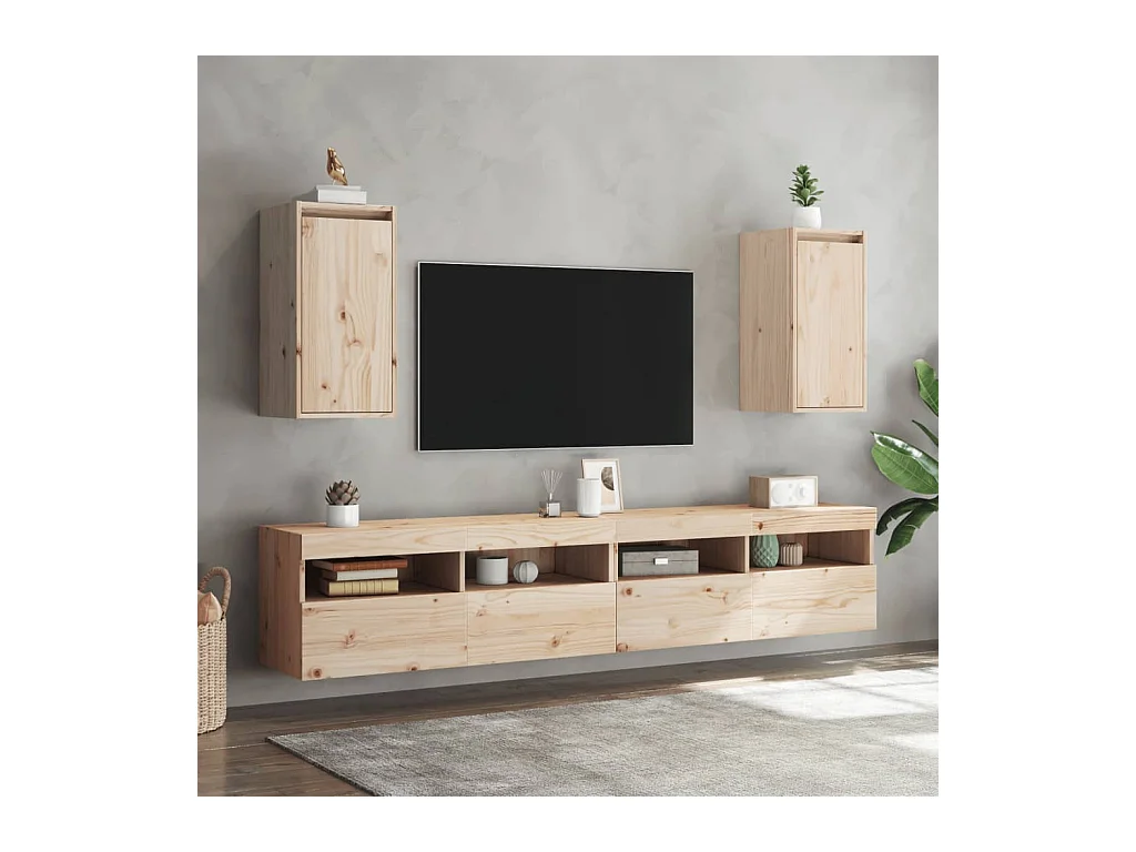 Wandkasten 2 stuks 30x30x60 cm Massief grenenhout