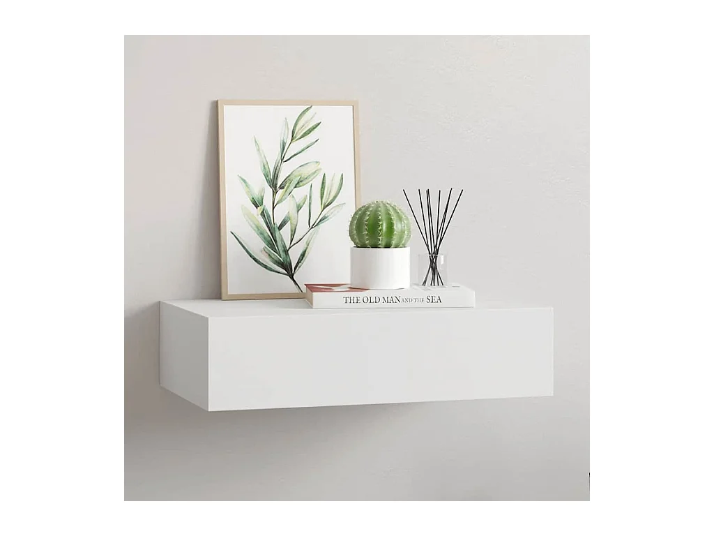 Mensola a cassetto da parete Bianco 40x23,5x10 cm MDF