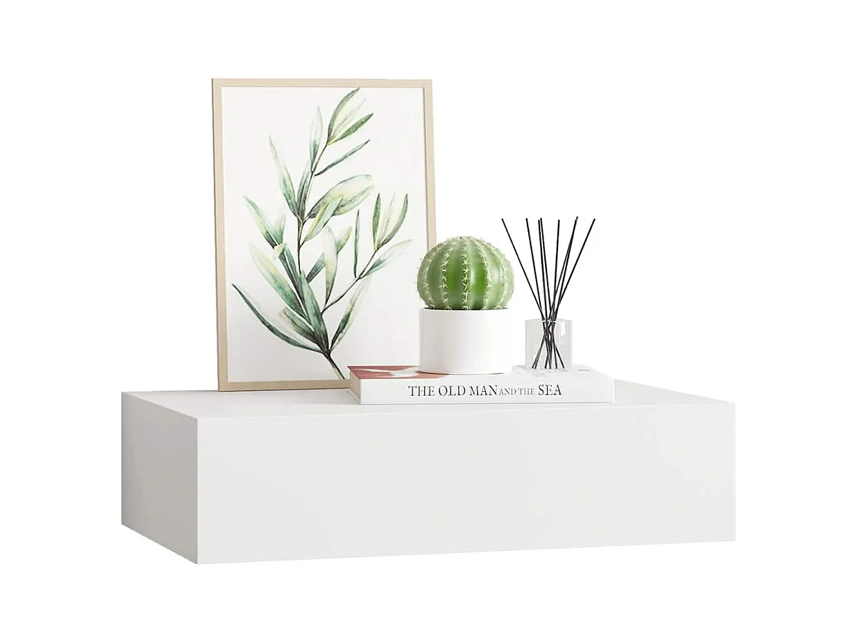 Mensola a cassetto da parete Bianco 40x23,5x10 cm MDF