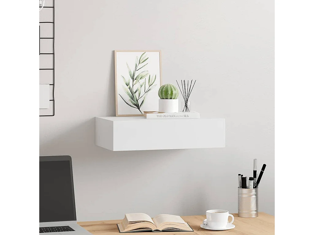 Étagère à tiroir murale Blanc 40x23,5x10 cm MDF