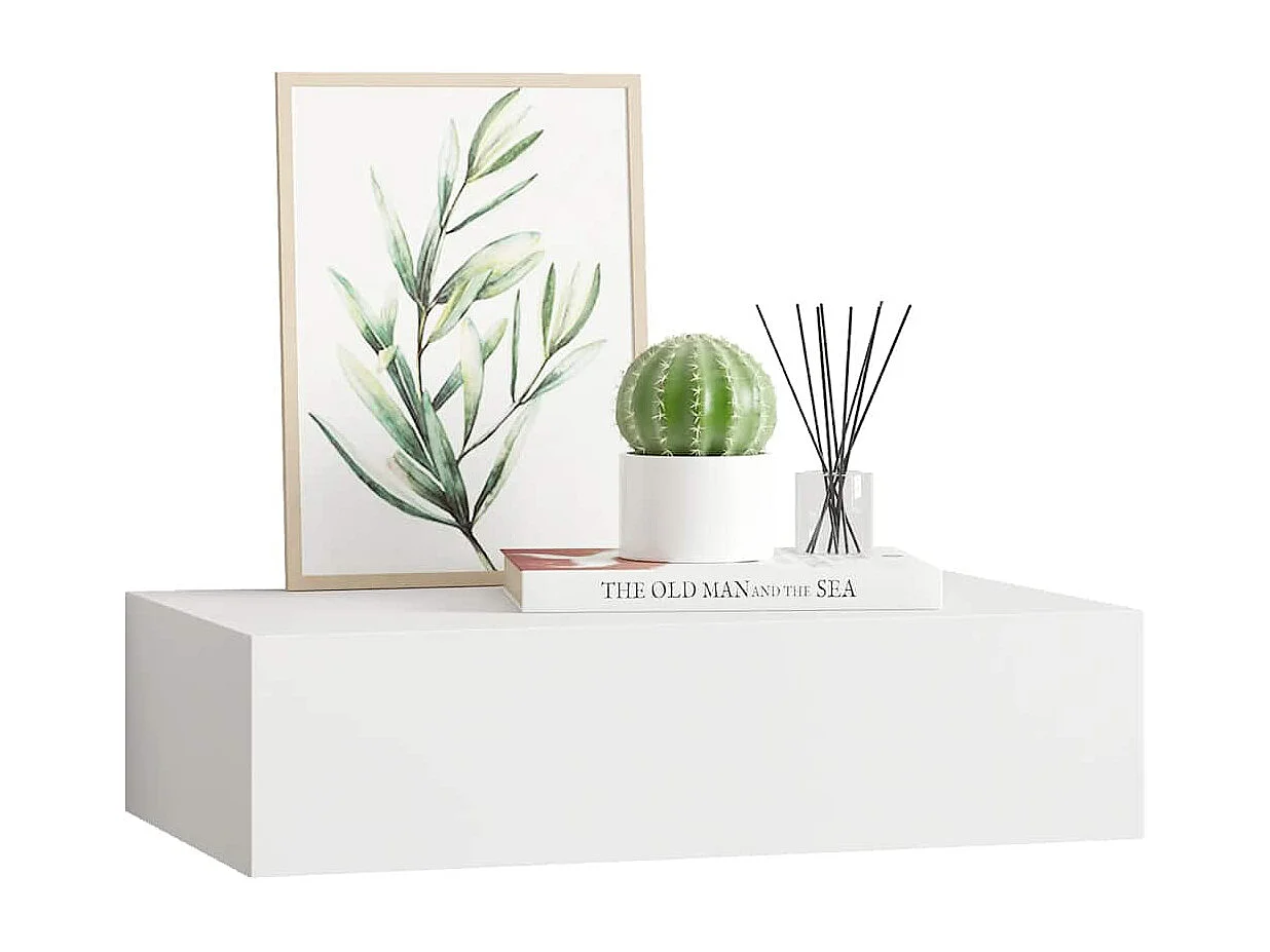 Étagère à tiroir murale Blanc 40x23,5x10 cm MDF