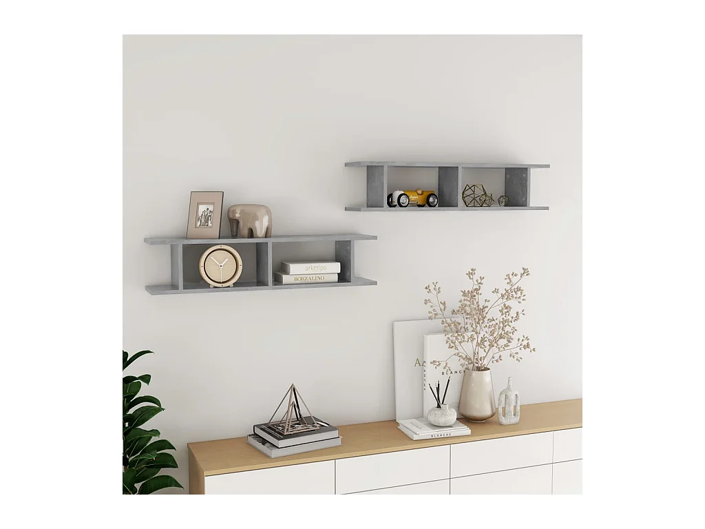 Mensole da parete 2 pz Grigio cemento 90x18x20 cm in legno ingegnerizzato