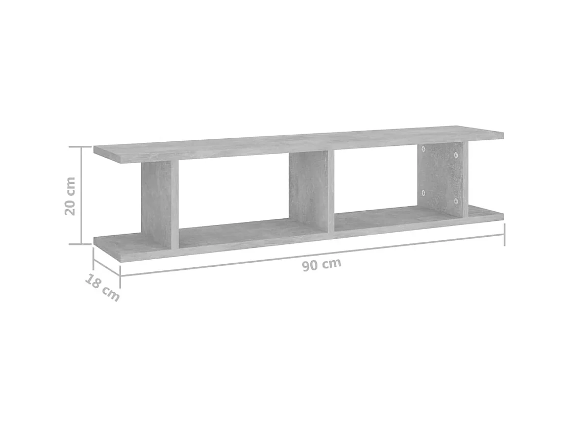 Wandplanken 2 stuks Betongrijs 90x18x20 cm bewerkt hout