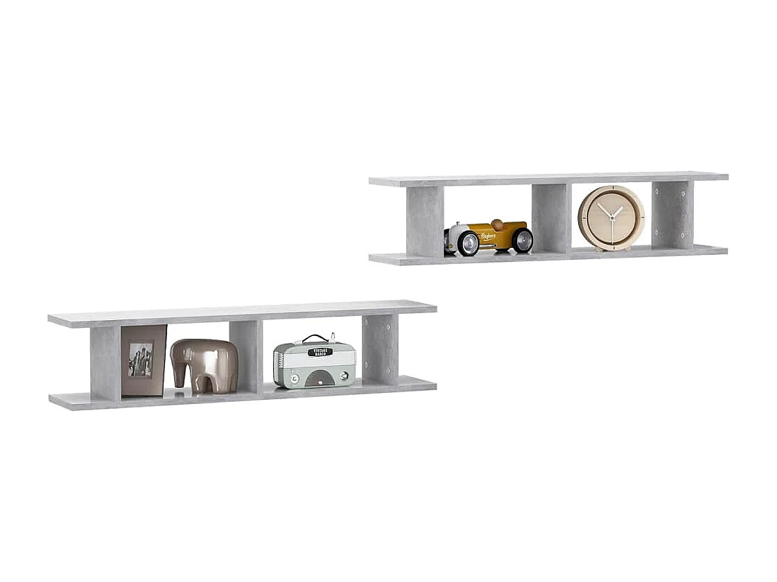 Estantes de pared 2 uds Gris hormigón 90x18x20 cm madera de ingeniería