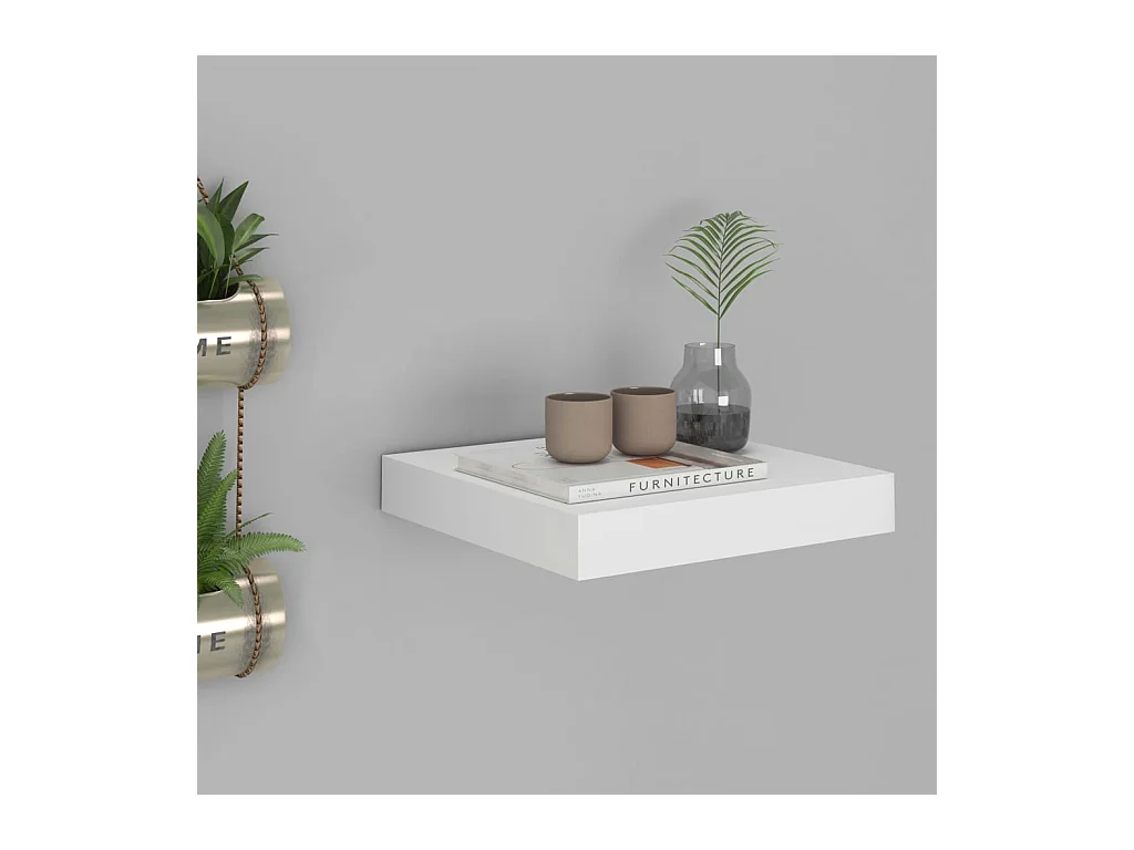 Witte zwevende wandplank 23x23,5x3,8 cm MDF