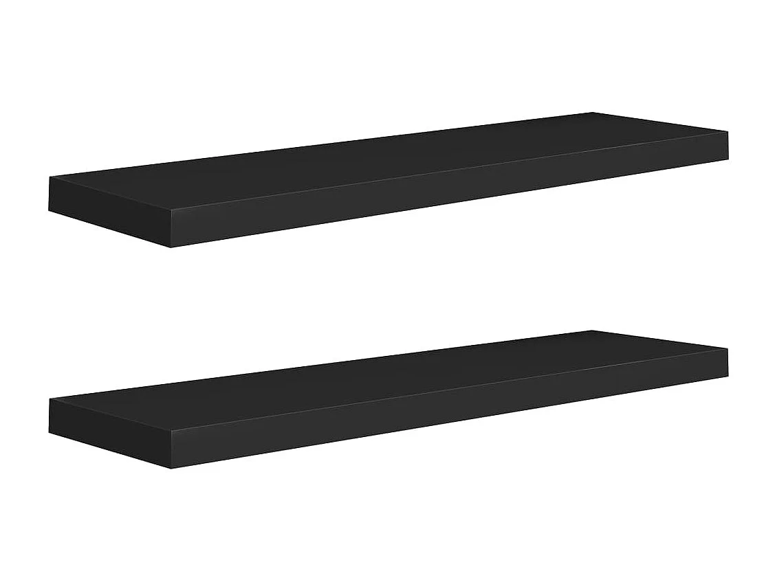 Étagères murales flottantes 2 pcs noir 90x23,5x3,8 cm MDF