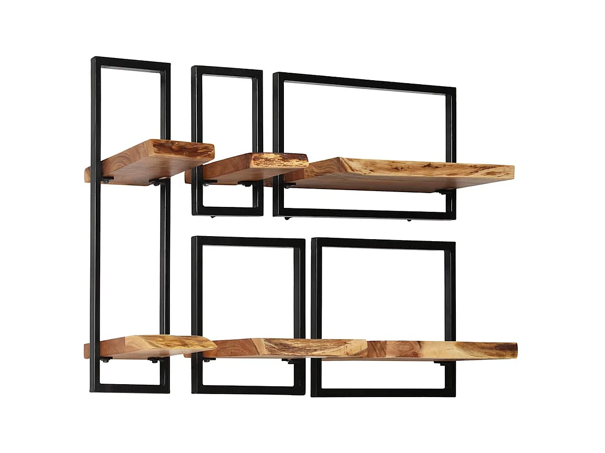 Set d'étagères murales 5 pcs Bois d'acacia massif et acier