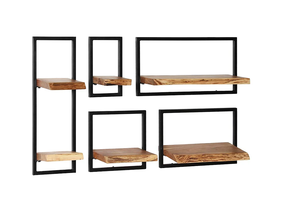 Set d'étagères murales 5 pcs Bois d'acacia massif et acier