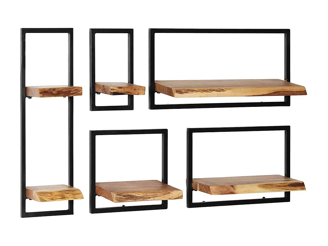 Set d'étagères murales 5 pcs Bois d'acacia massif et acier
