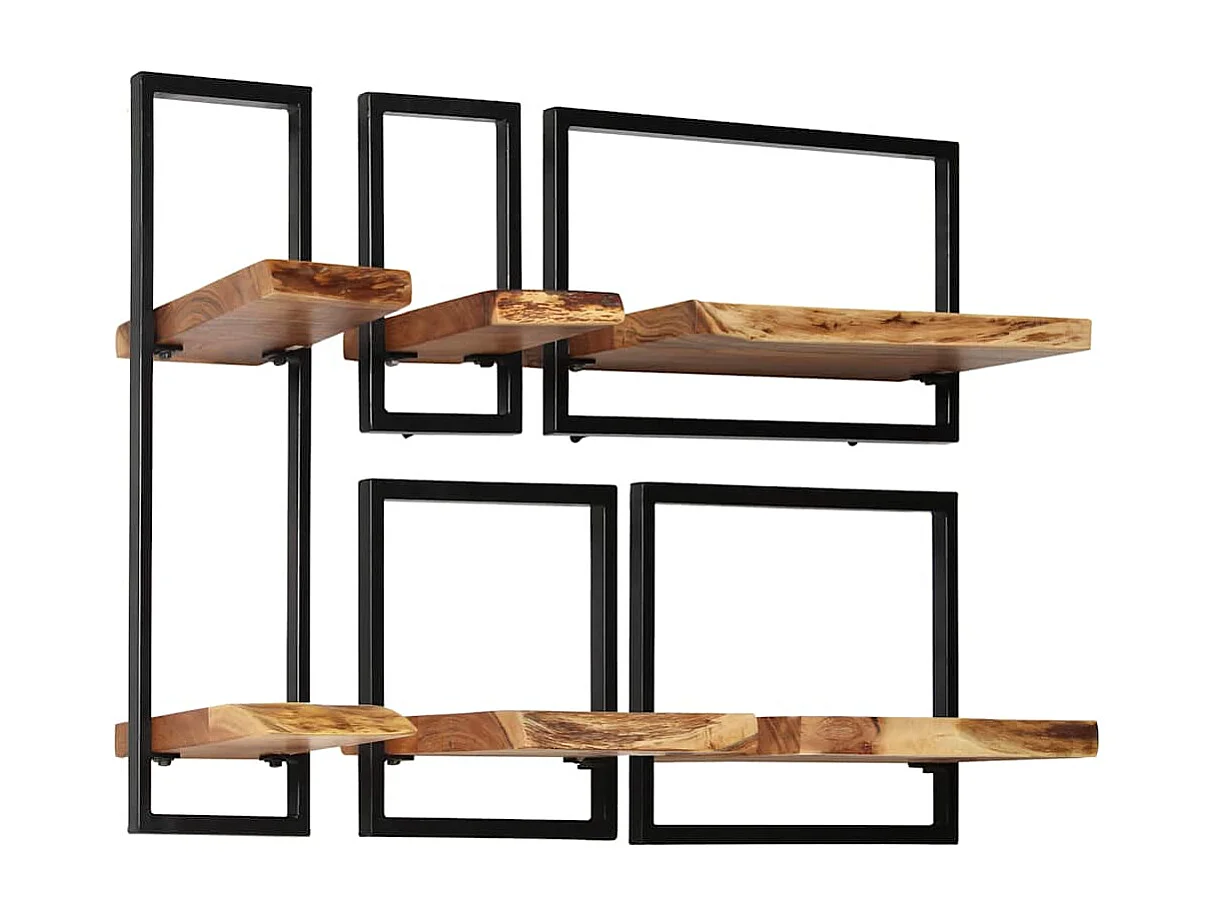 Set d'étagères murales 5 pcs Bois d'acacia massif et acier