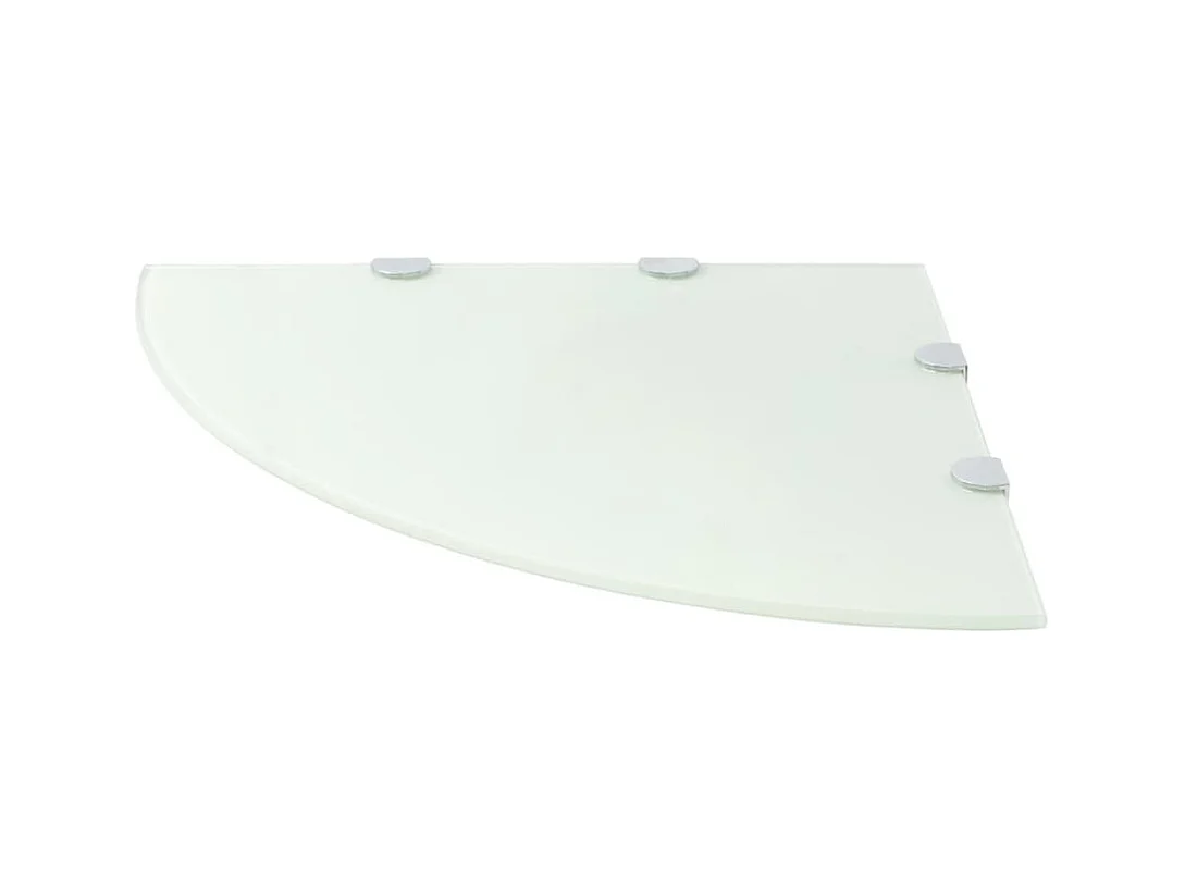 Mensole angolari 2 pz e staffe cromate Vetro bianco 45x45 cm