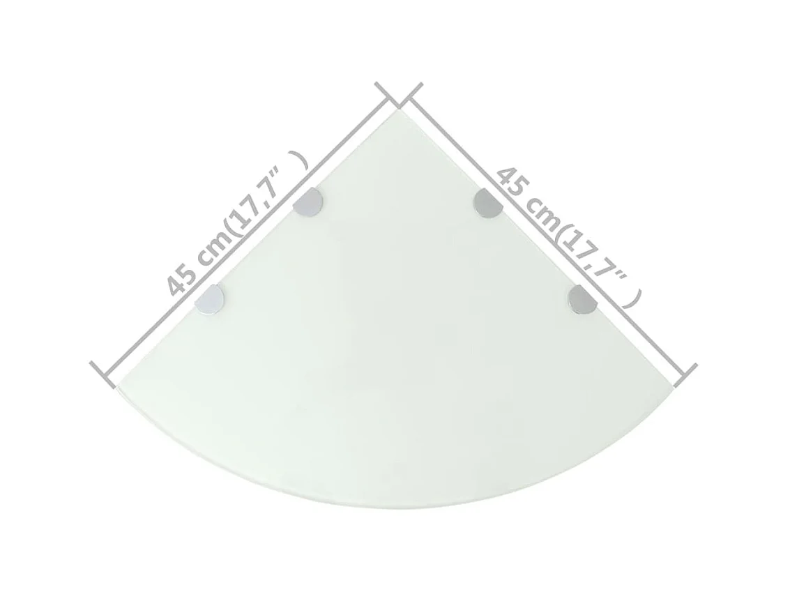 Mensole angolari 2 pz e staffe cromate Vetro bianco 45x45 cm