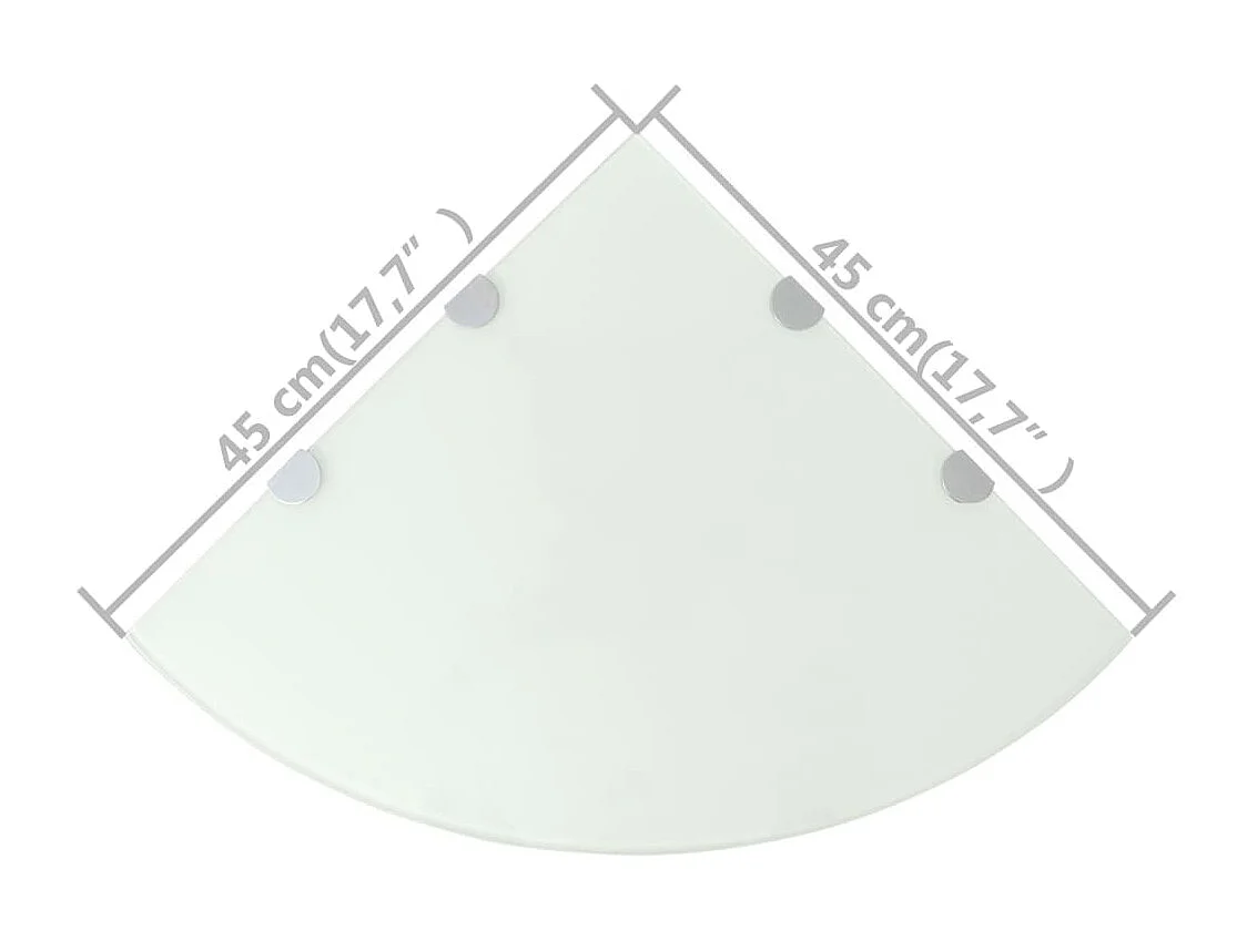 Étagères d'angle 2 pcs et supports chromés Verre Blanc 45x45 cm
