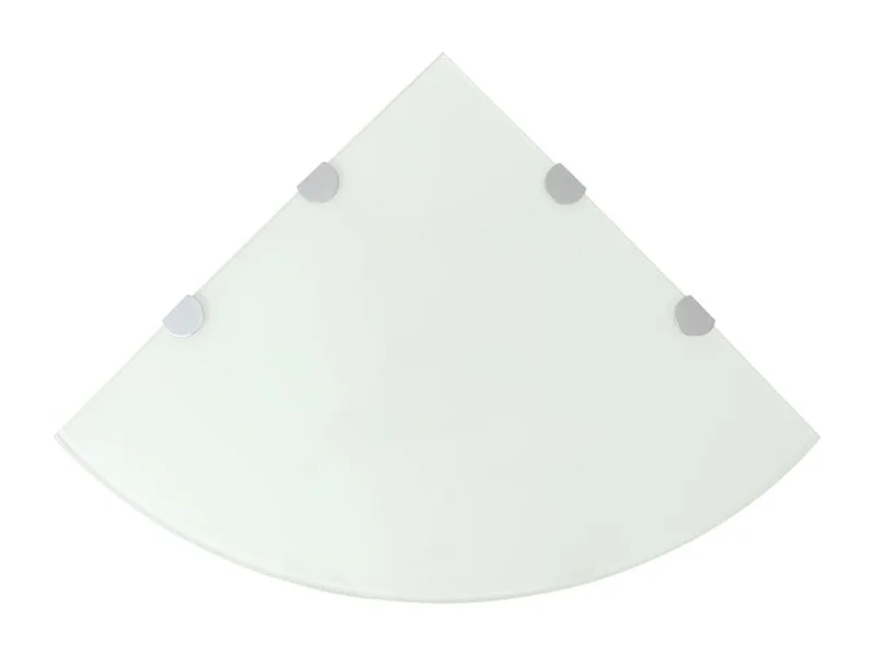 Étagères d'angle 2 pcs et supports chromés Verre Blanc 45x45 cm