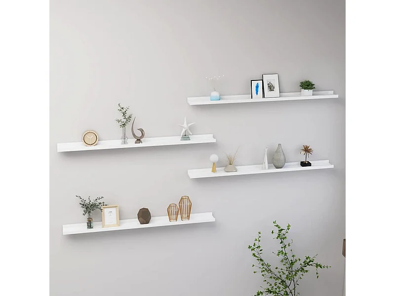 Wandplanken 4 stuks Wit 100x9x3 cm