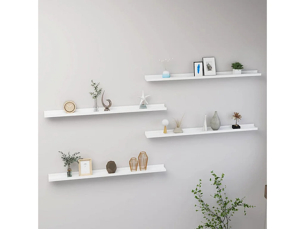 Étagères murales 4 pcs Blanc 100x9x3 cm