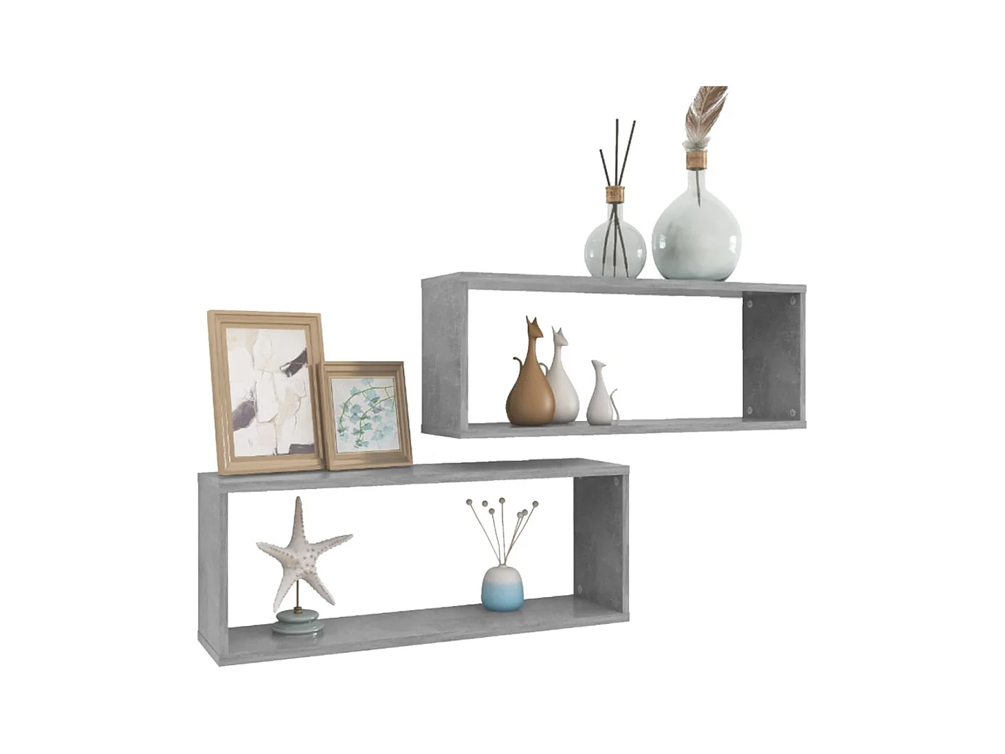 Étagères murales cube 2 pcs Gris béton Bois d’ingénierie