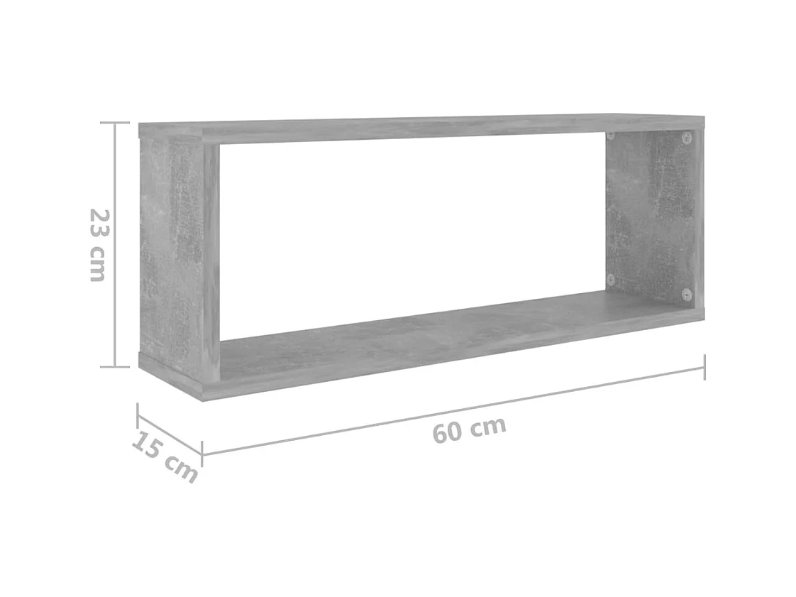 Étagères murales cube 2 pcs Gris béton Bois d’ingénierie