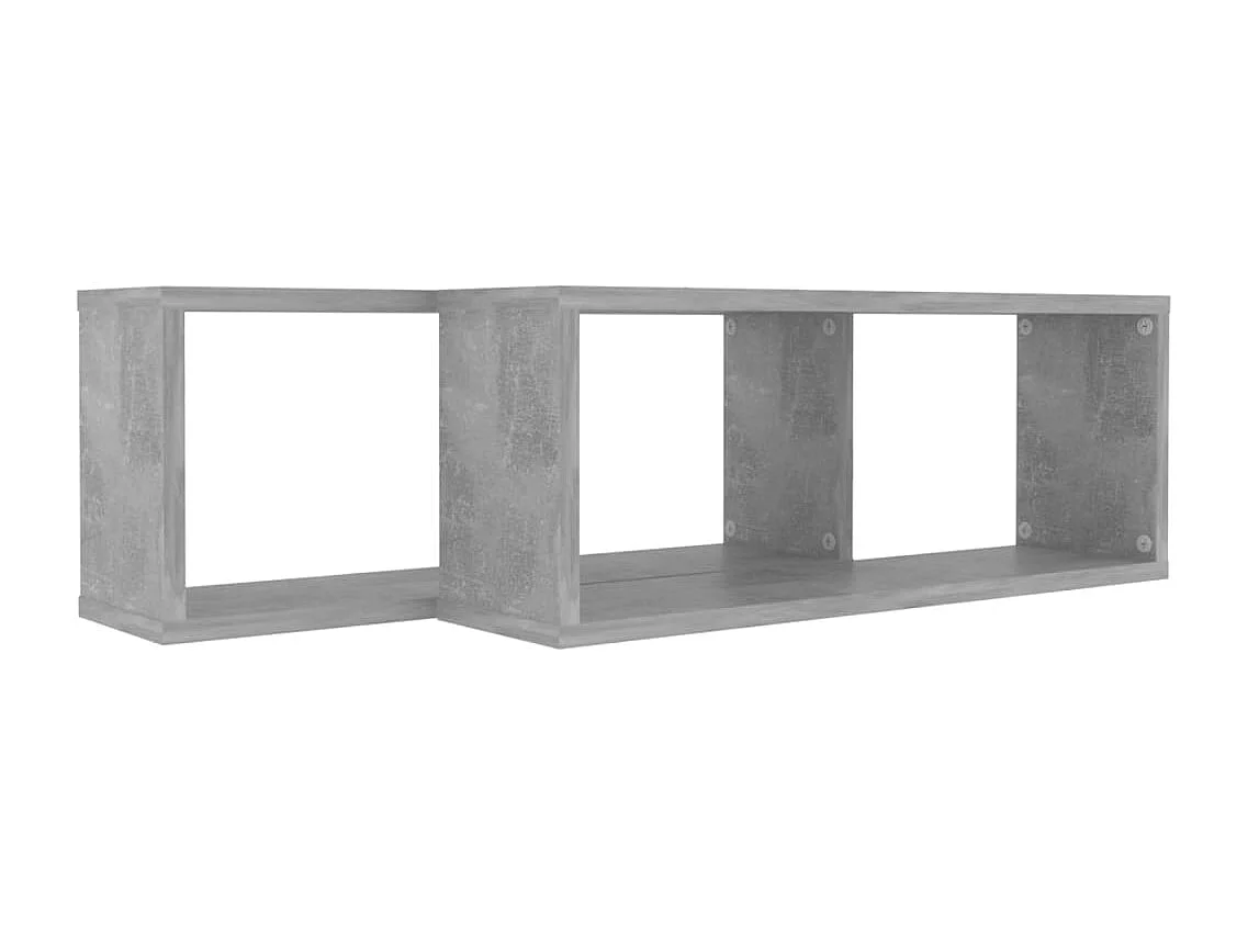 Étagères murales cube 2 pcs Gris béton Bois d’ingénierie