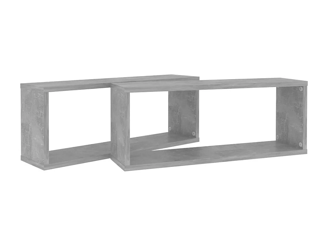 Étagères murales cube 2 pcs Gris béton Bois d’ingénierie