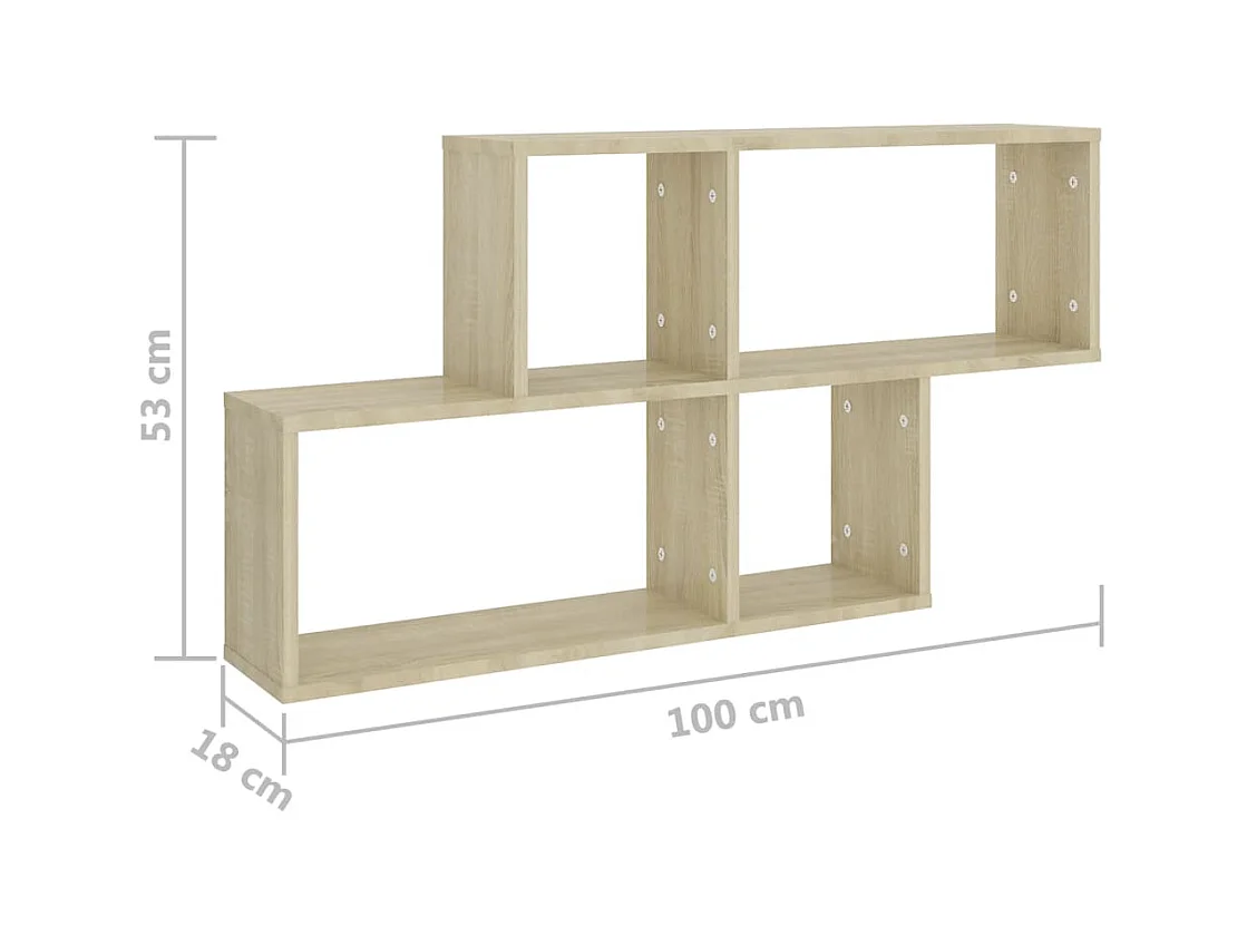 Mensola da parete in rovere Sonoma 100x18x53 cm in legno ingegnerizzato