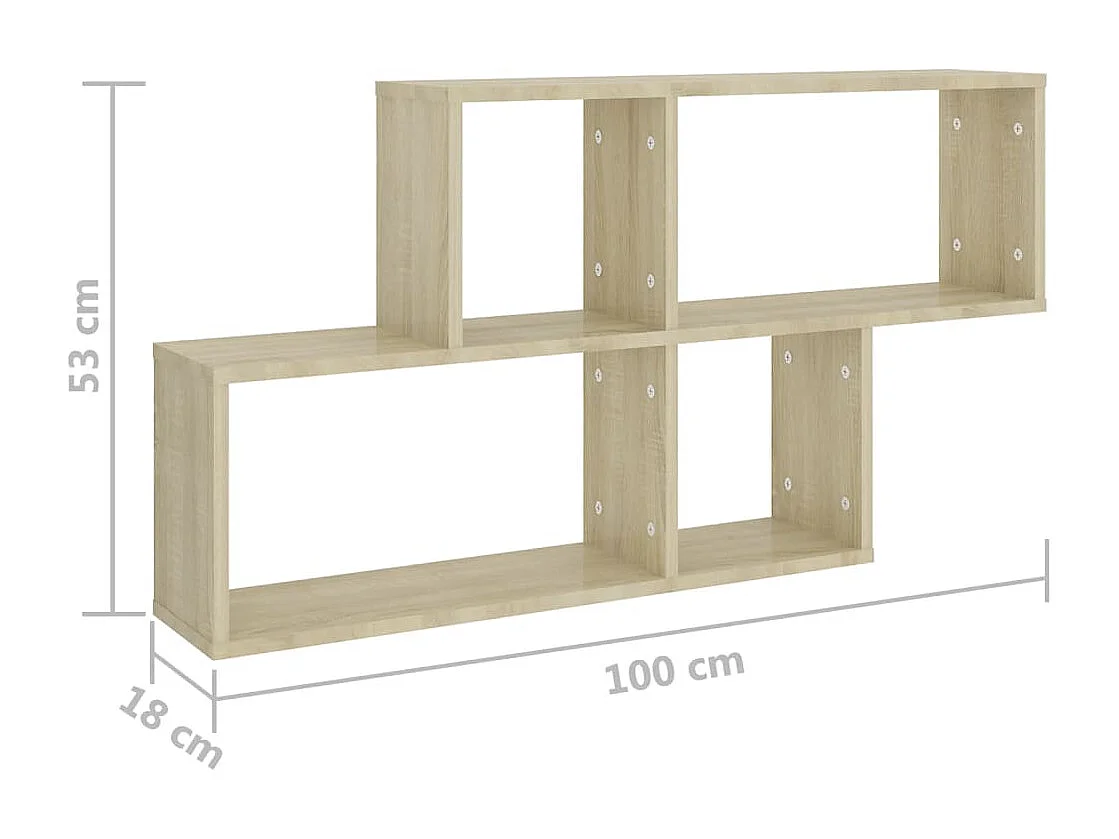 Mensola da parete in rovere Sonoma 100x18x53 cm in legno ingegnerizzato