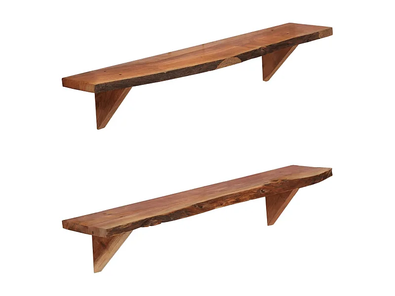 Étagères murales 2 pcs 90x20x18 cm Bois d'acacia massif
