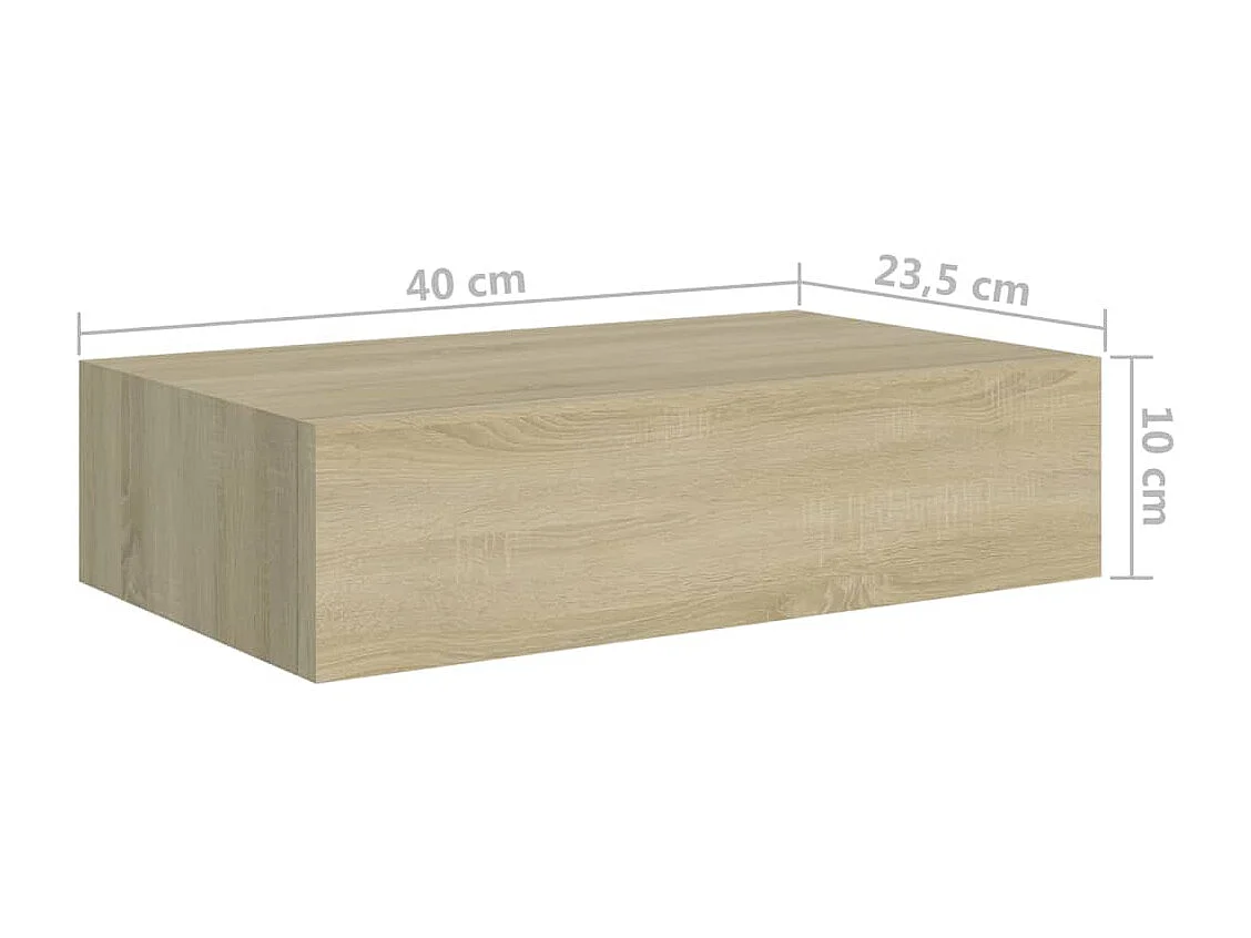 Étagère à tiroir murale chêne 40x23,5x10 cm MDF