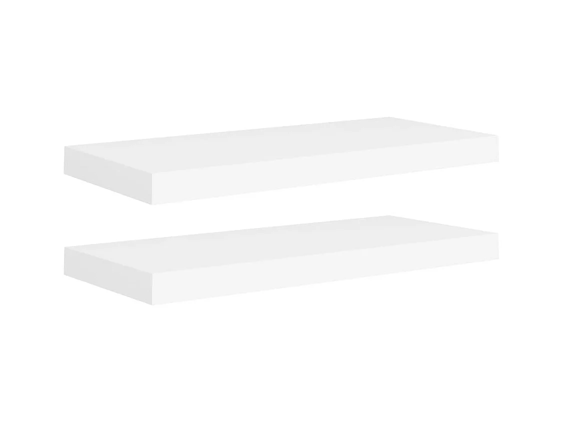 Mensole da parete sospese 2 pezzi bianche 60x23,5x3,8 cm MDF