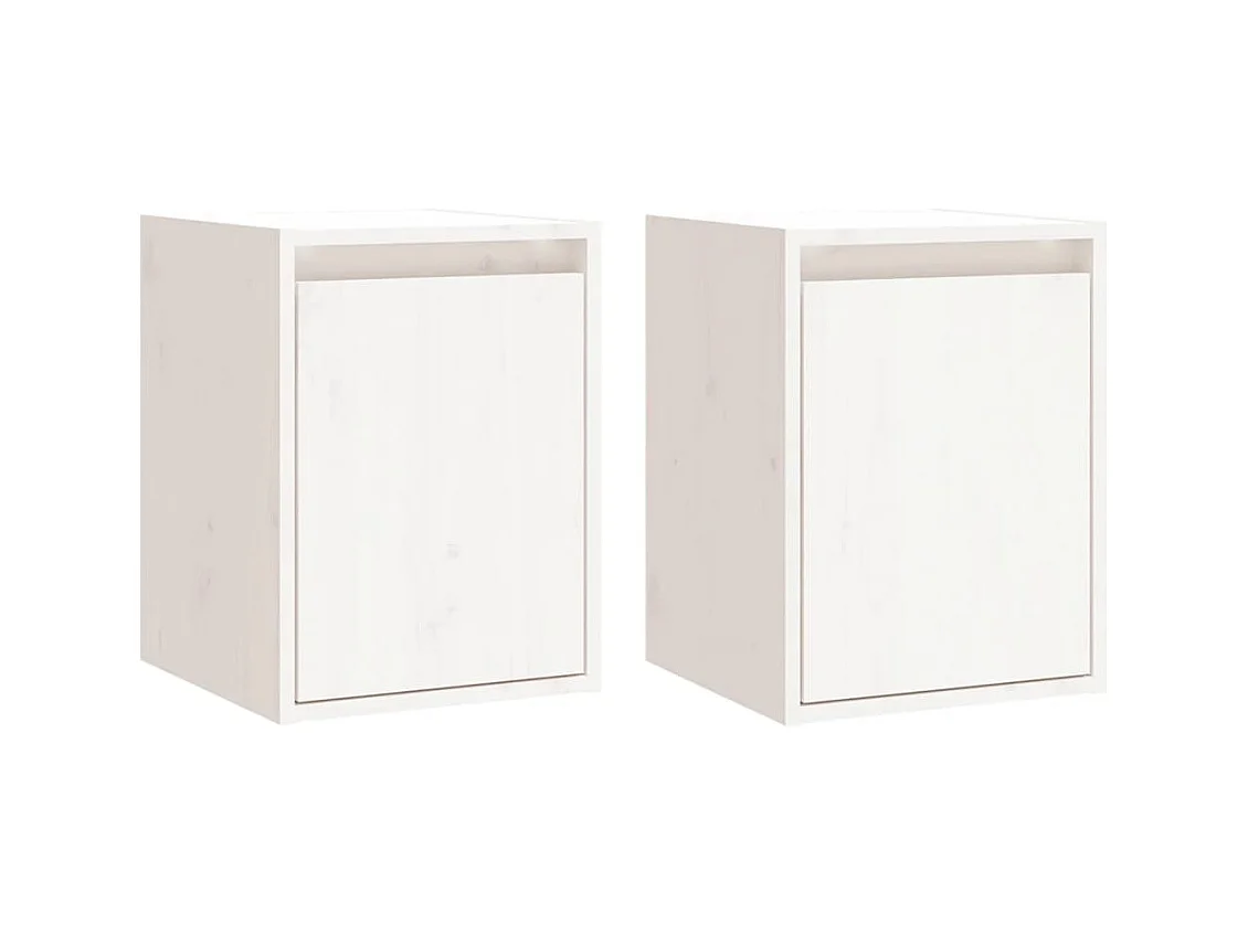 Pensili 2 pz Bianco 30x30x40 cm Legno massello di pino