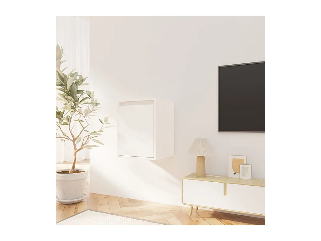 Pensili 2 pz Bianco 30x30x40 cm Legno massello di pino