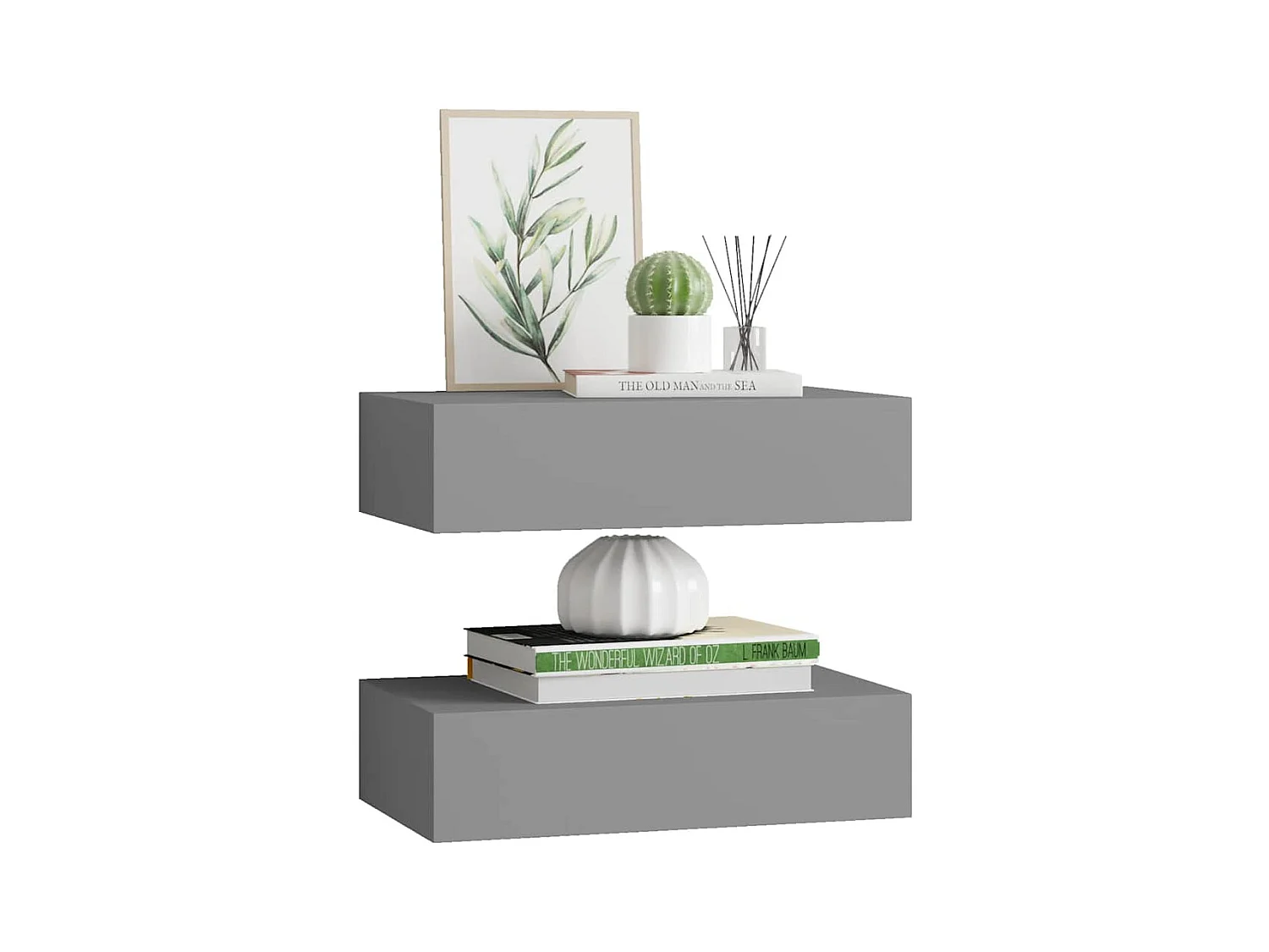 Étagères à tiroirs murales 2 pcs gris 40x23,5x10 cm MDF