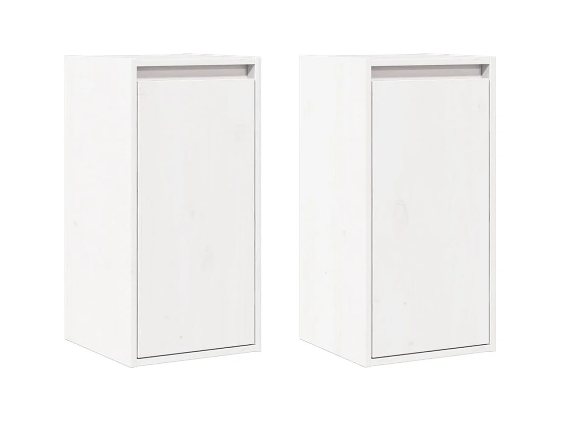 Pensili 2 pz Bianco 30x30x60 cm Legno massello di pino