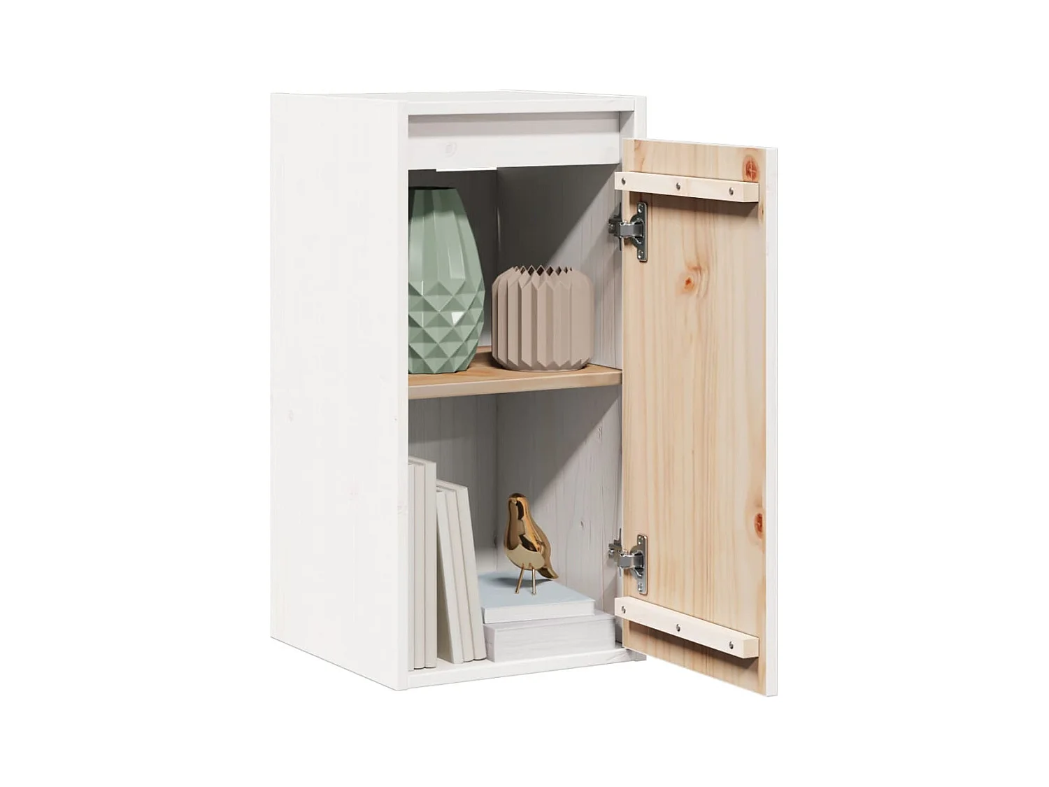 Pensili 2 pz Bianco 30x30x60 cm Legno massello di pino