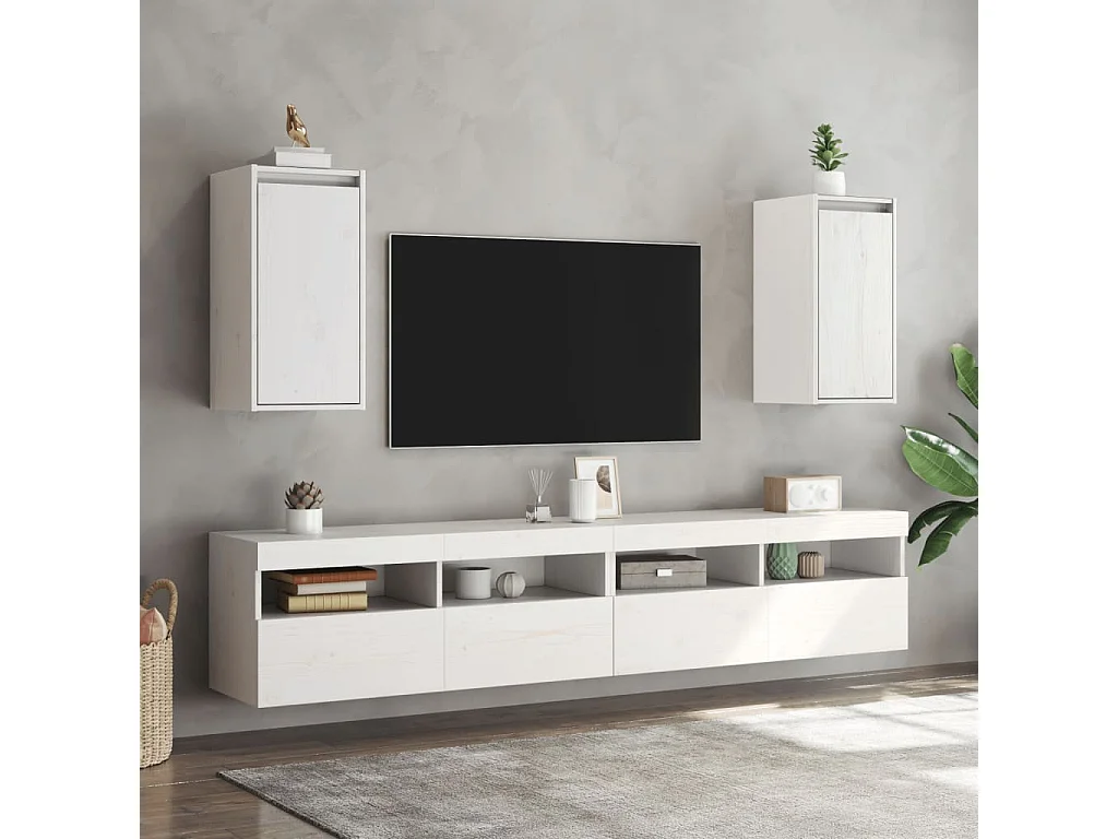 Armoires murales 2 pcs Blanc 30x30x60 cm Bois de pin massif