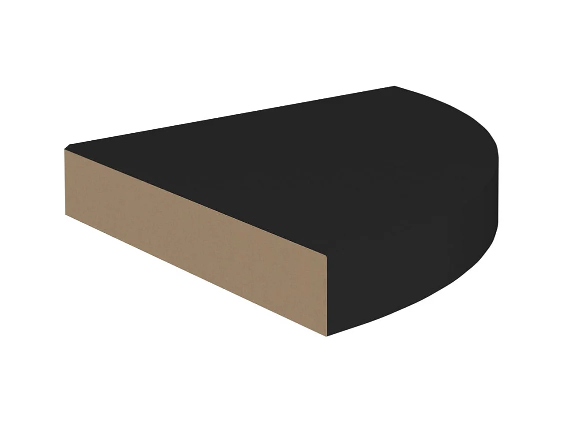 Étagère d'angle flottante noir 25x25x3,8 cm MDF