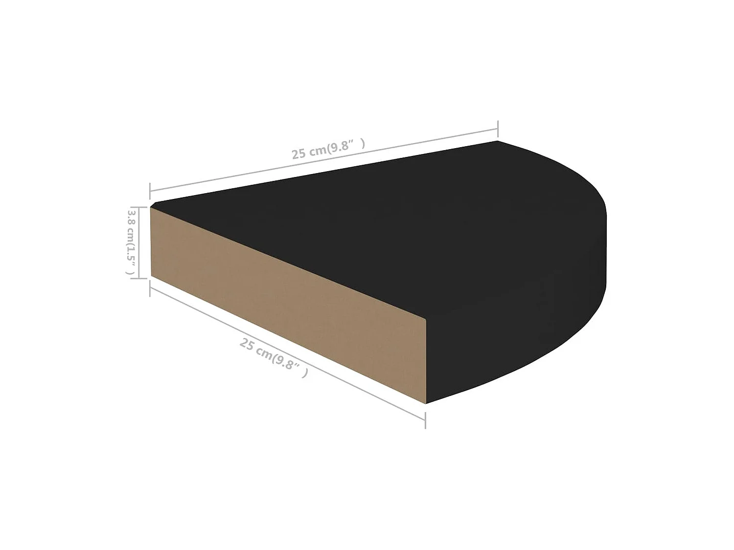 Étagère d'angle flottante noir 25x25x3,8 cm MDF