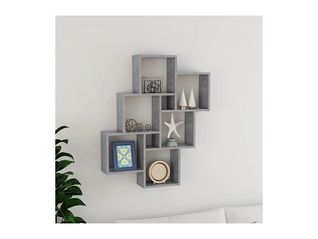 Étagère murale cube Gris béton 78x15x93 cm Bois d’ingénierie