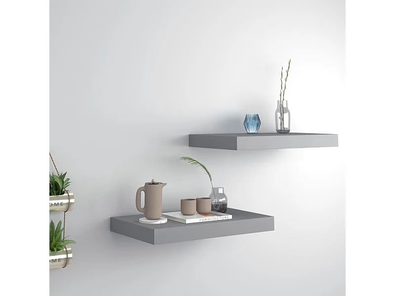 Étagères murales flottantes 2 pcs Gris 40x23x3,8 cm MDF