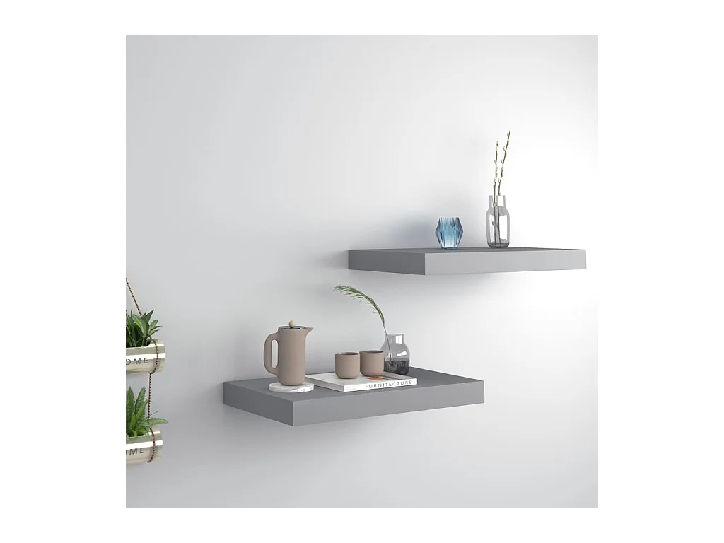Étagères murales flottantes 2 pcs Gris 40x23x3,8 cm MDF