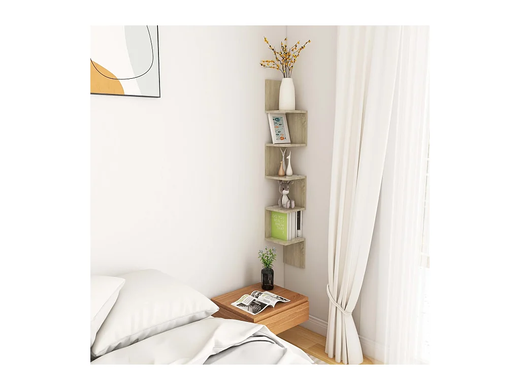 Étagère d'angle murale Chêne sonoma Bois d'ingénierie