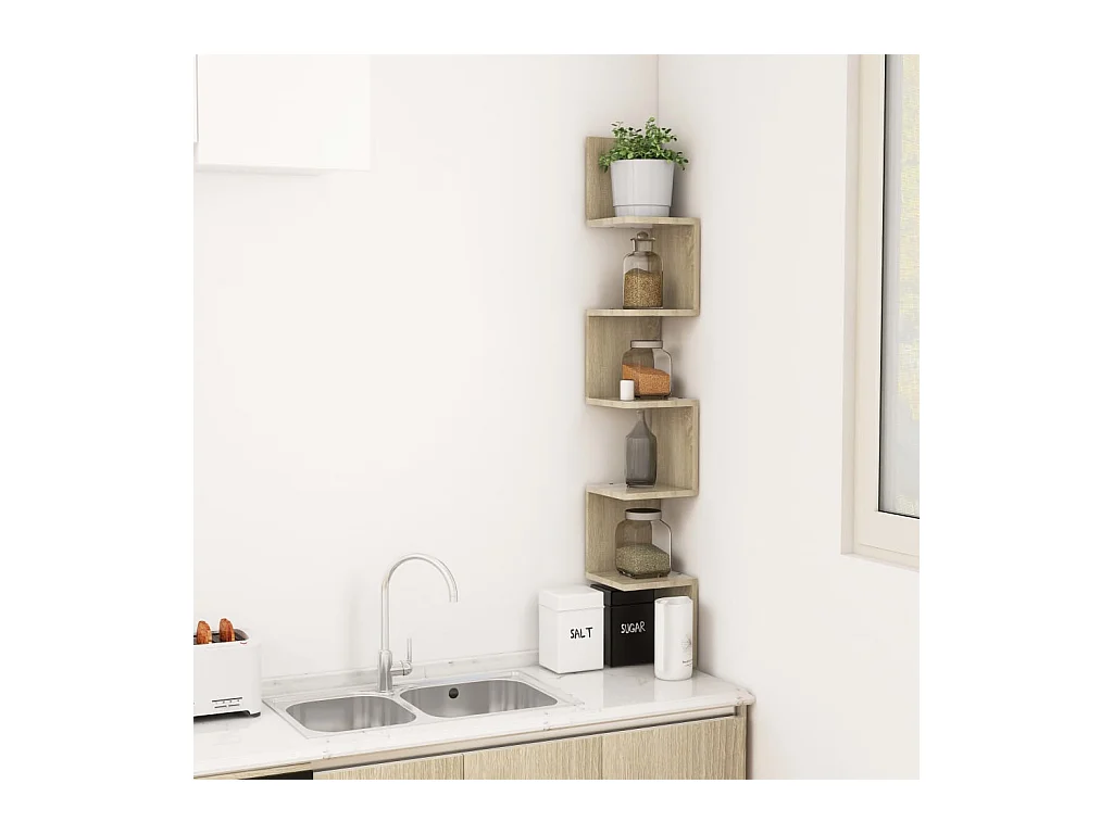 Étagère d'angle murale Chêne sonoma Bois d'ingénierie