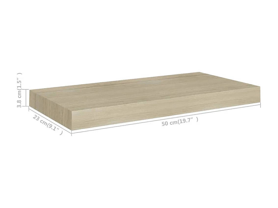 Mensole sospese a parete 2 pezzi rovere 50x23x3,8 cm MDF