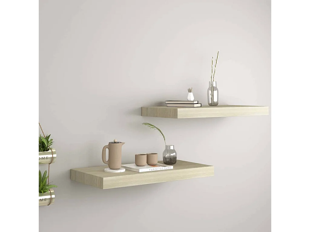 Estantes de pared flotantes 2 piezas roble 50x23x3,8 cm MDF