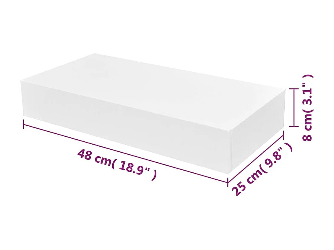 Étagère murale avec 1 tiroir MDF Blanc Rangement de livres/DVD