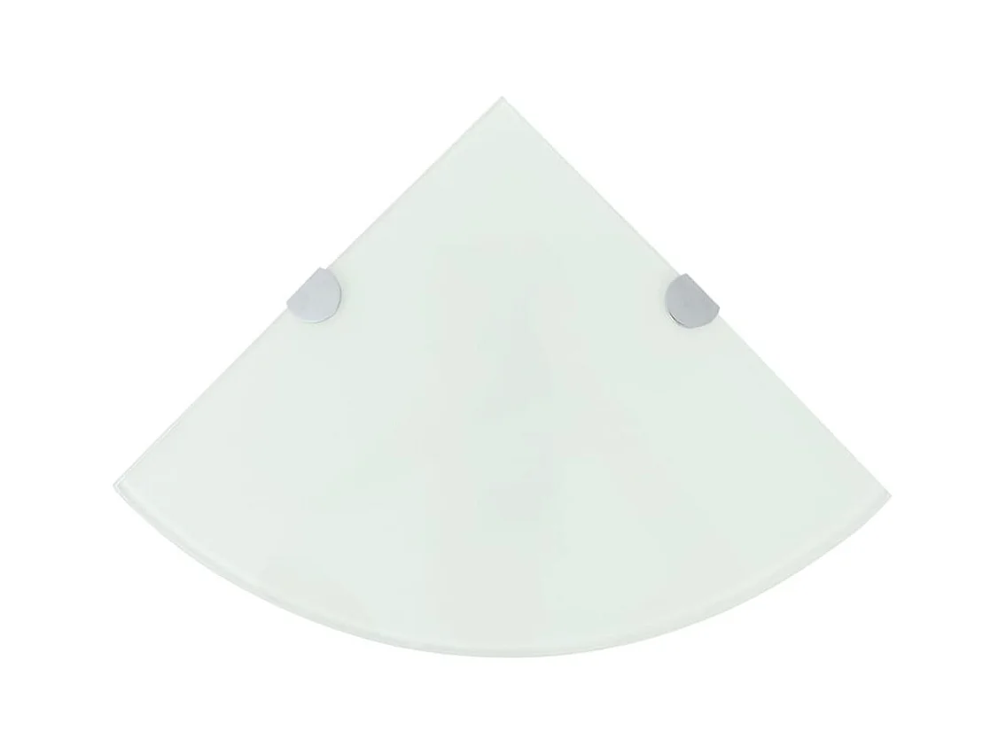 Mensola angolare con staffe cromate Vetro bianco 25 x 25 cm