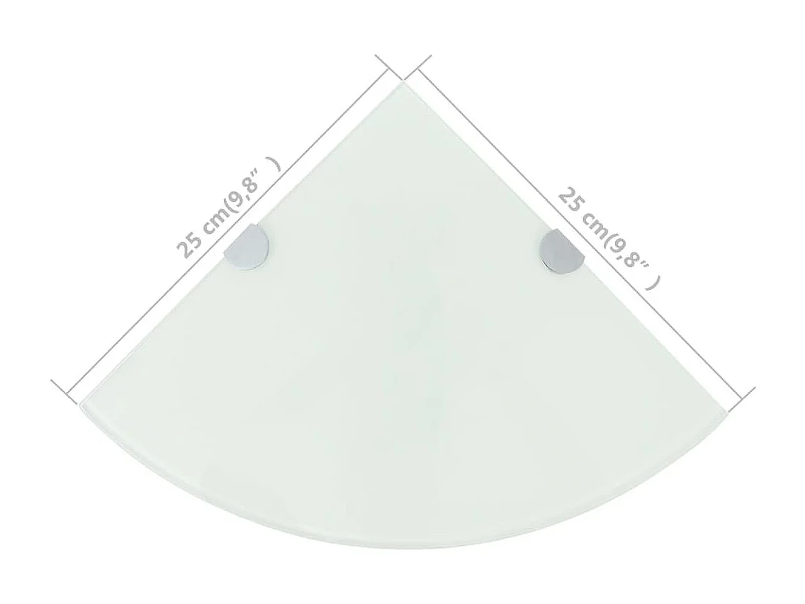 Mensola angolare con staffe cromate Vetro bianco 25 x 25 cm