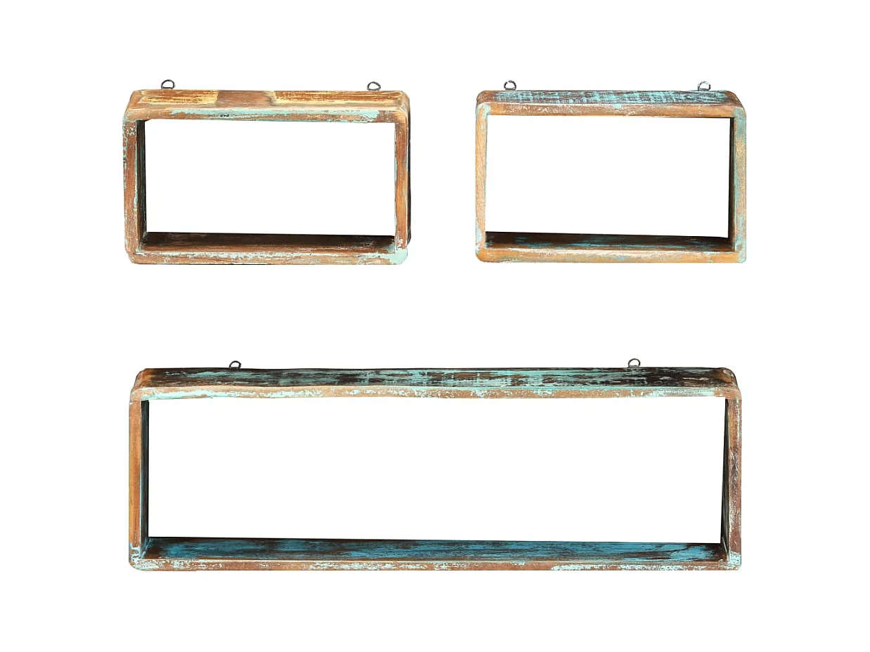 3-delige kubusplankenset, massief gerecycled hout