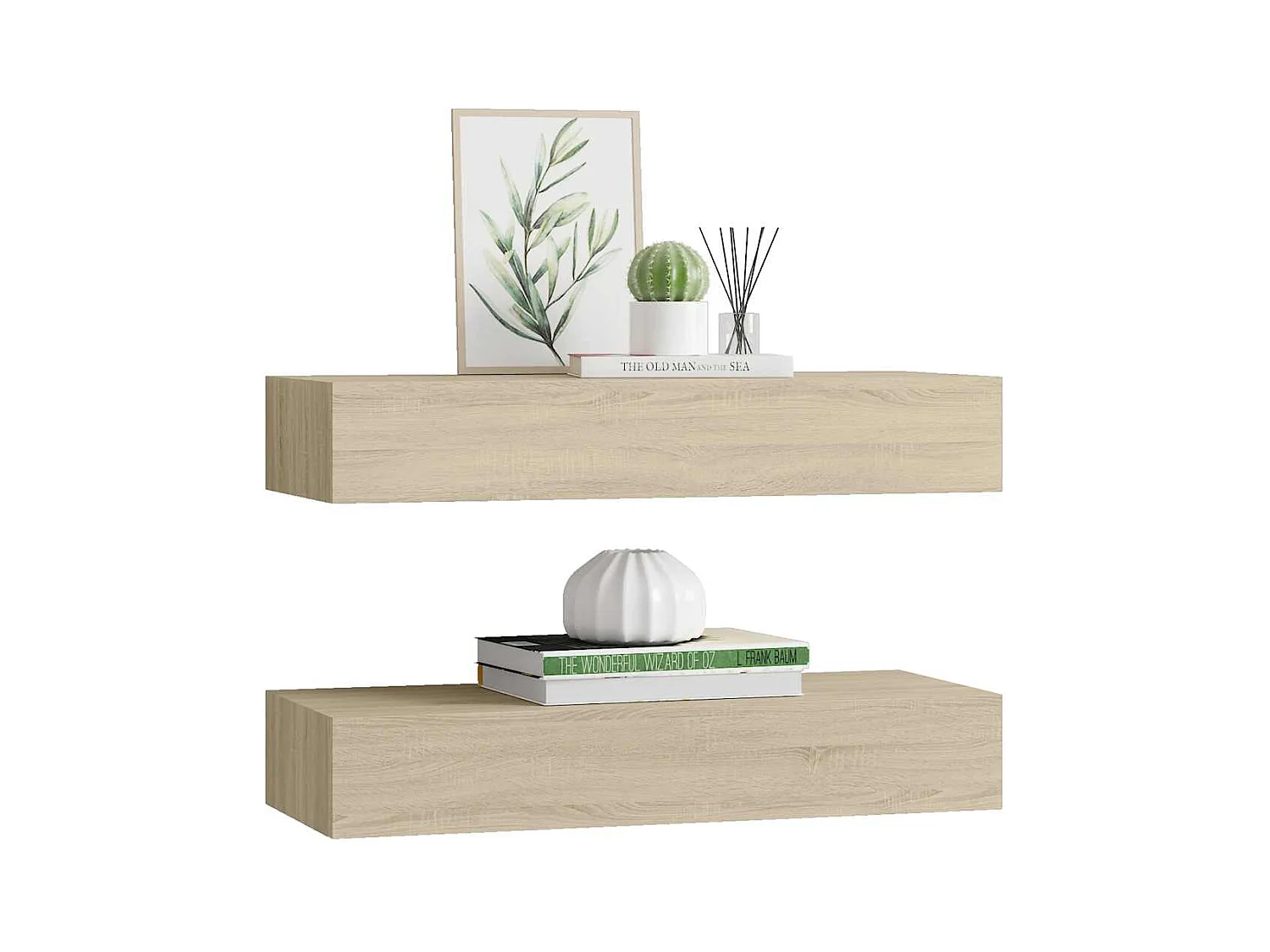 Étagères à tiroirs murales 2 pcs chêne 60x23,5x10 cm MDF