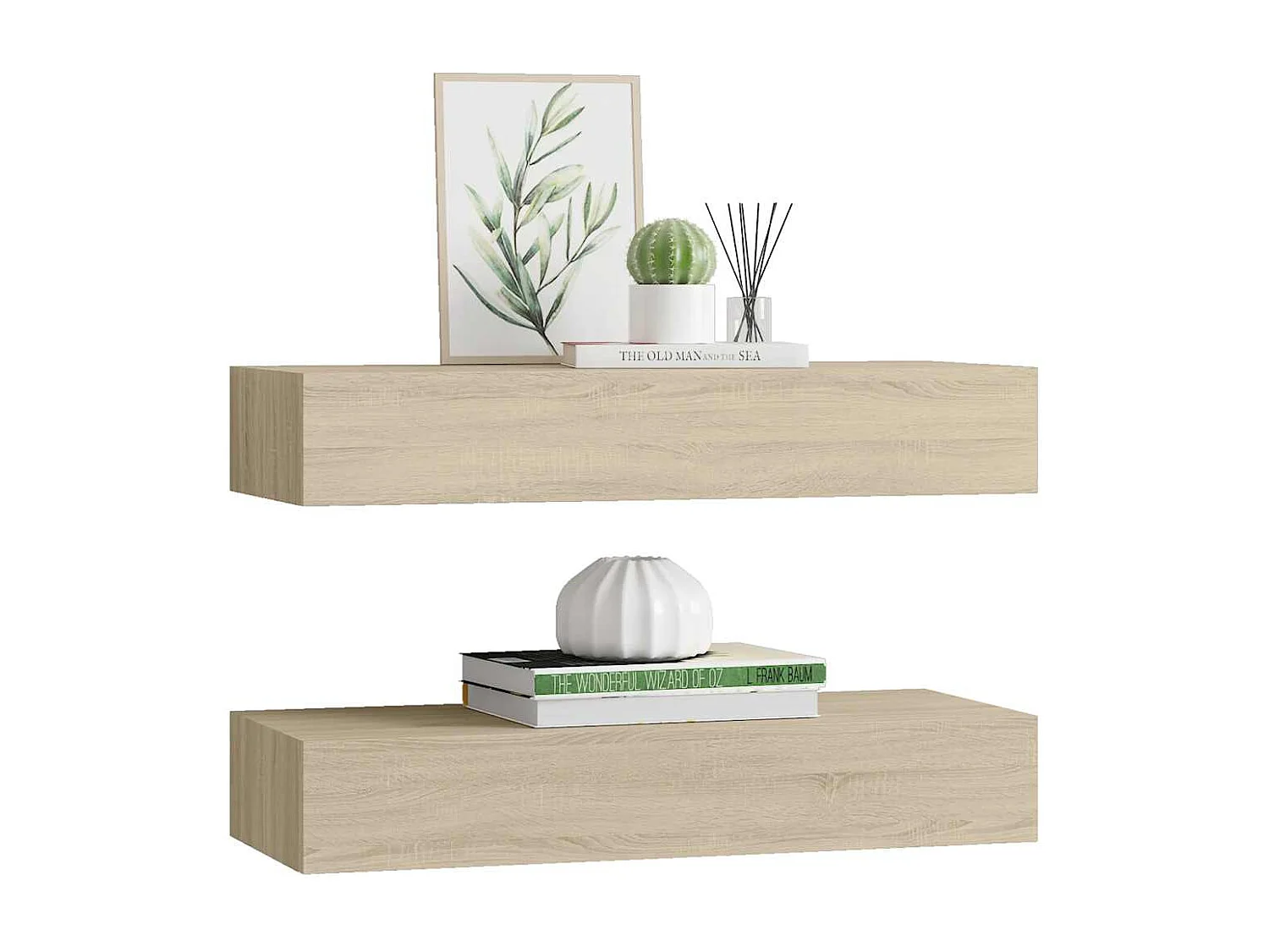 Étagères à tiroirs murales 2 pcs chêne 60x23,5x10 cm MDF